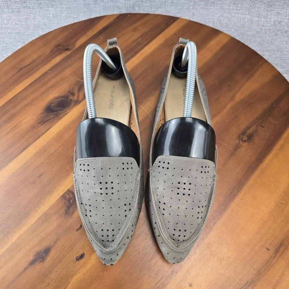Maurices Gray Pointed Toe Perforated Slip On Loafer Flats Shoes‎ Women's Size 9M